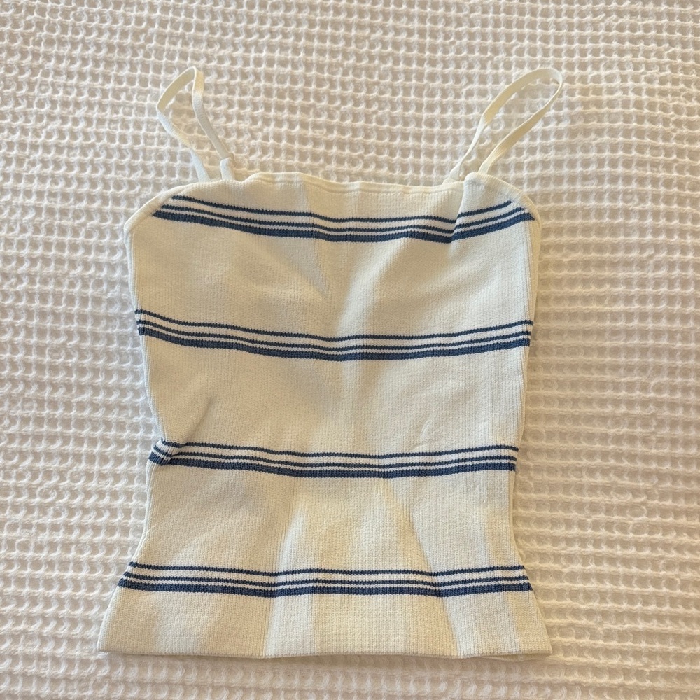 Blue and white striped top